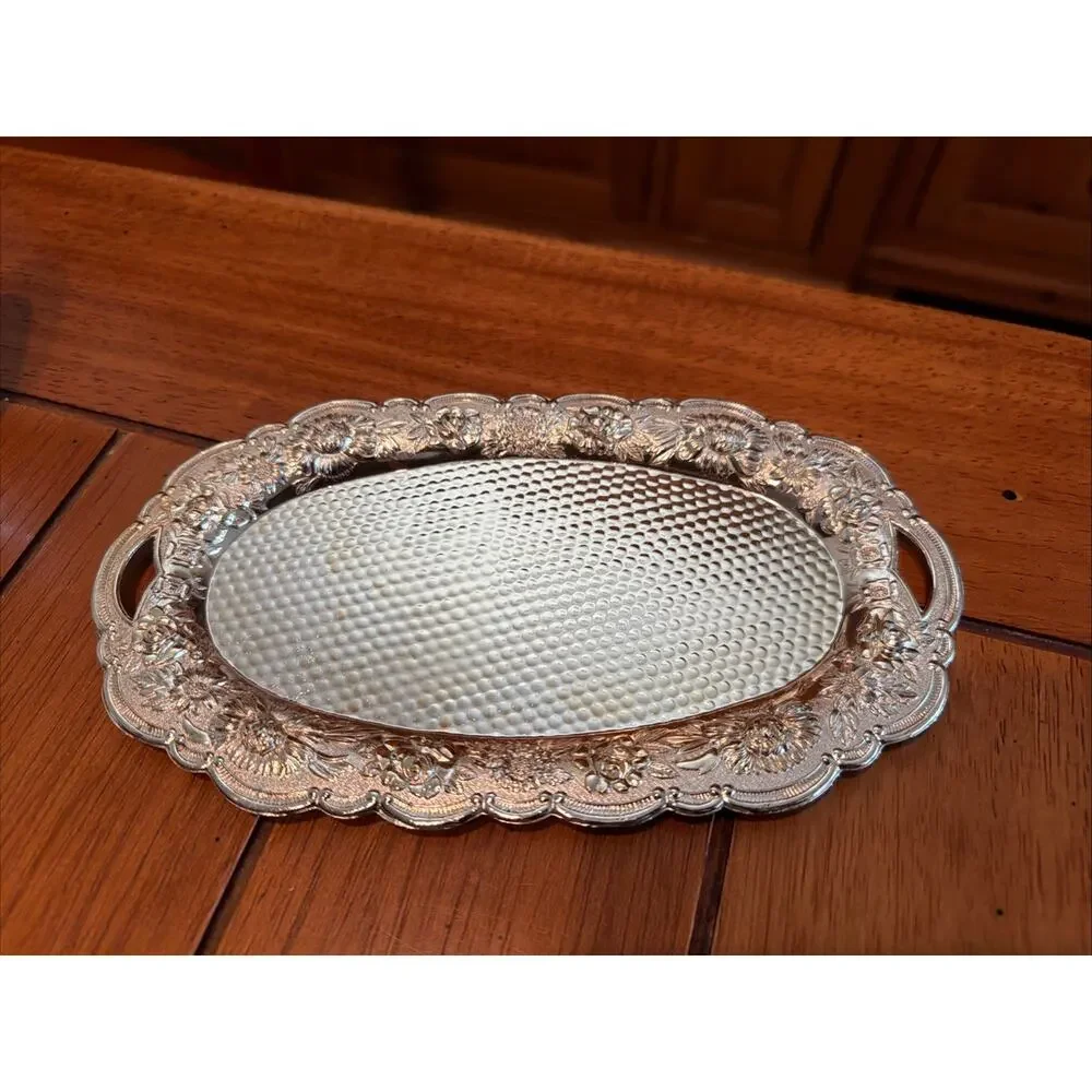 NEW OS Vintage Leonard Silver Plated Floral Sugar/Creamer 2.5” Tray Is 8” Japan